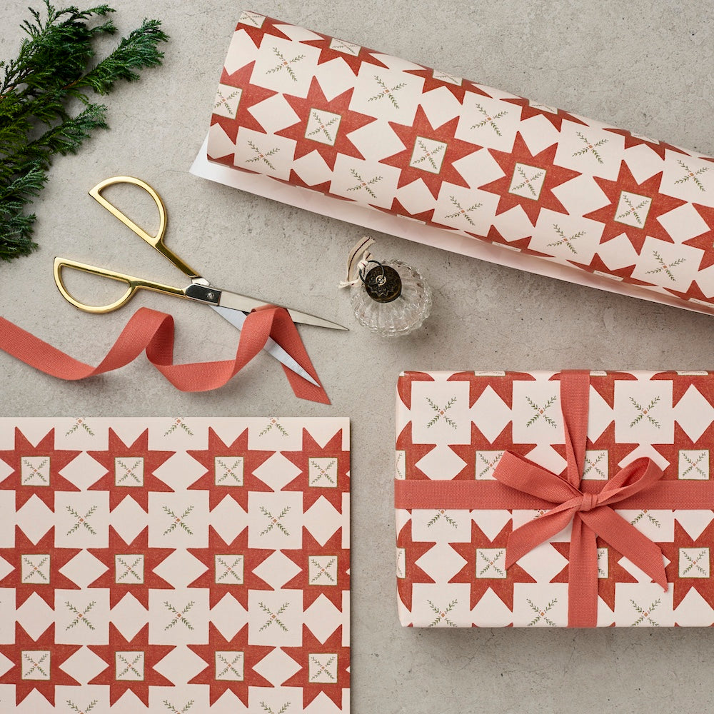 Katie Leamon Red Star Quilt Christmas wrapping paper