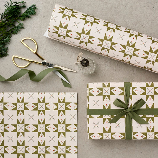 Katie Leamon Green Quilt Christmas wrapping paper