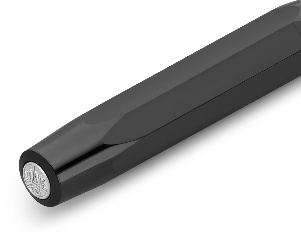 Kaweco Skyline Sport fountain pen in black, uncapped, back view