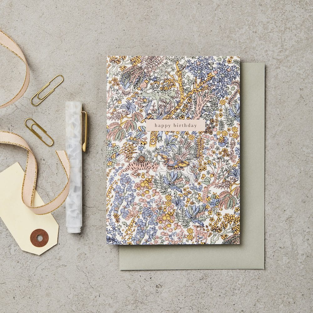 Forest Ivory Happy Birthday Card A6 – luxury birthday card – Katie Leamon
