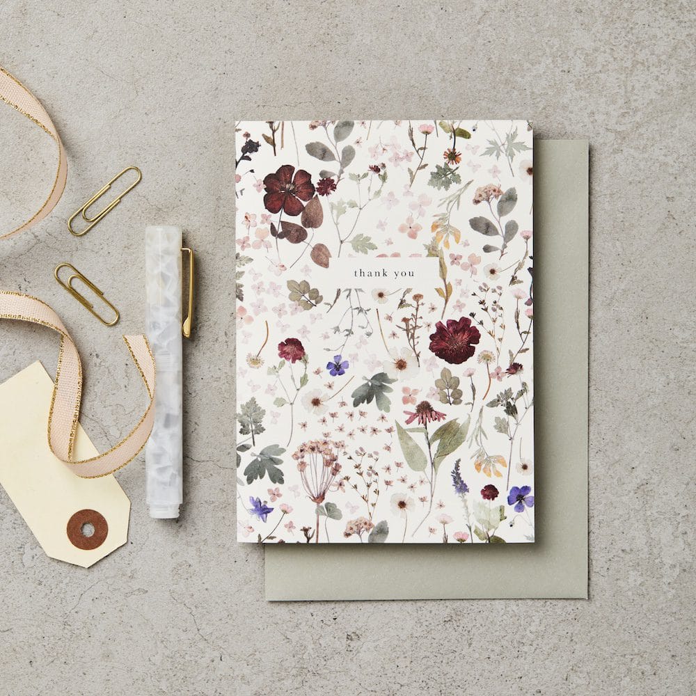 Pressed Floral Thank You Card A6 – thank you card – Katie Leamon