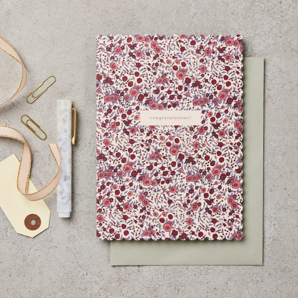 Wild Rose Scallop Congratulations Card