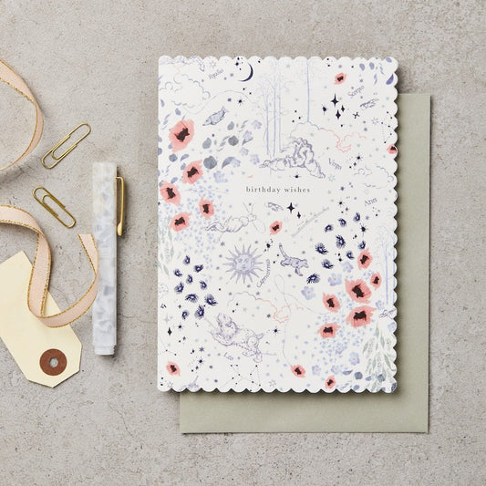 Zodiac Ivory Scallop Birthday Card – luxury birthday card – Katie Leamon