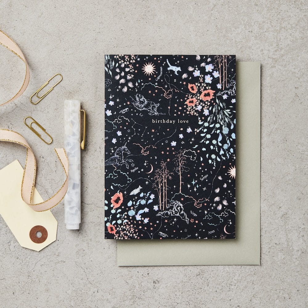 Zodiac Navy Birthday Love Card A6 – luxury birthday card – Katie Leamon