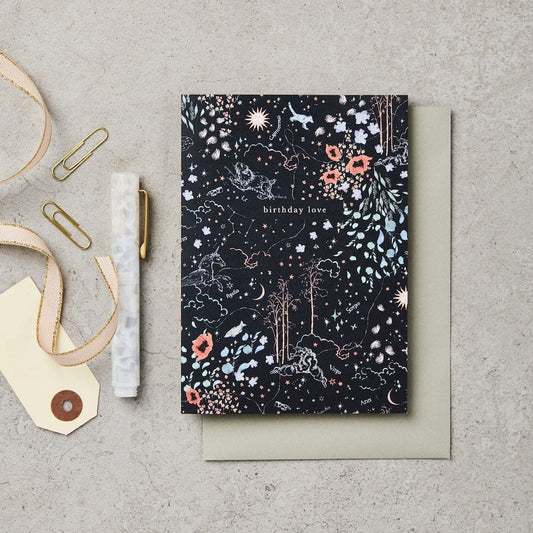 Zodiac Navy Birthday Love Card A6 – luxury birthday card – Katie Leamon