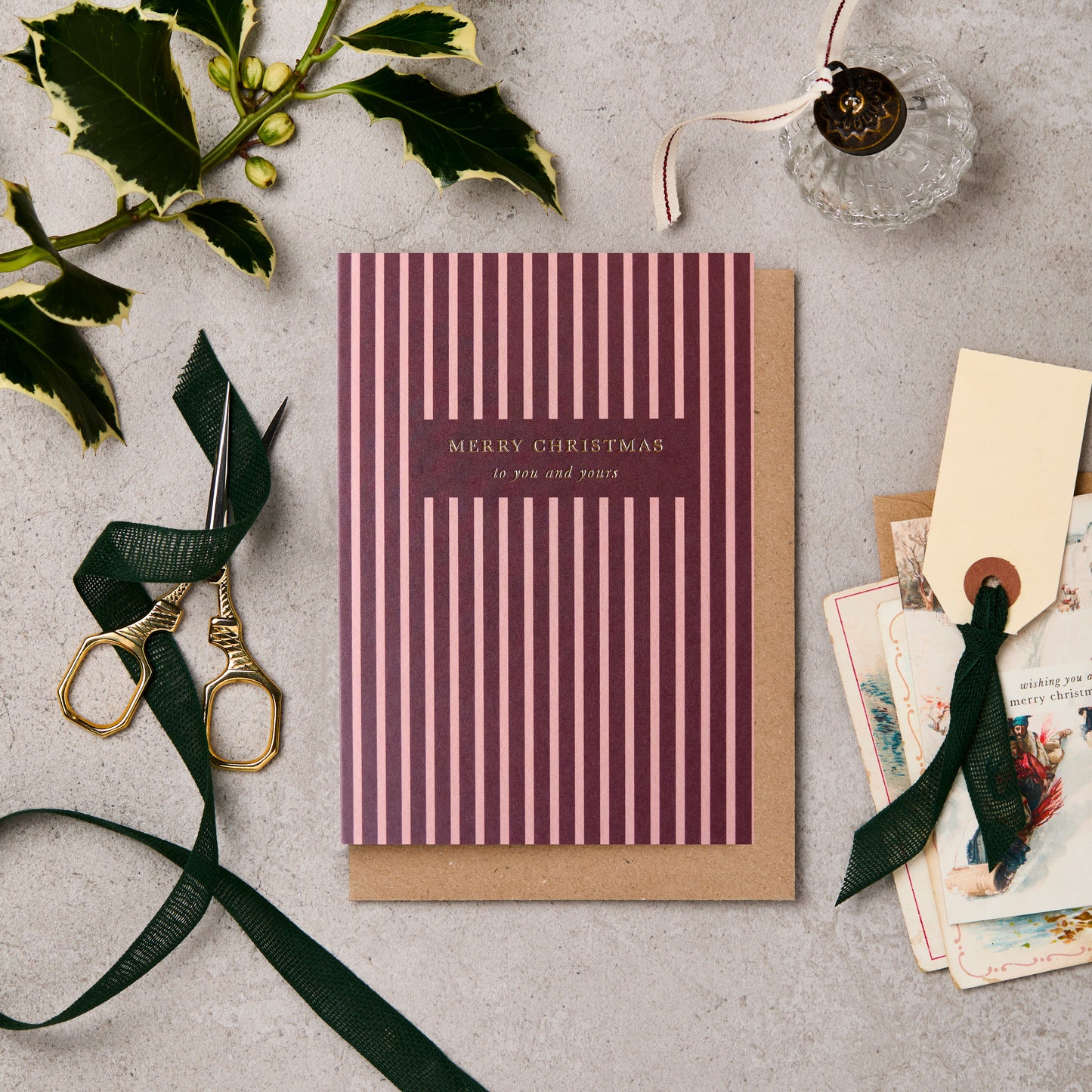 Mint Velvet X Katie Leamon Striped Christmas Card