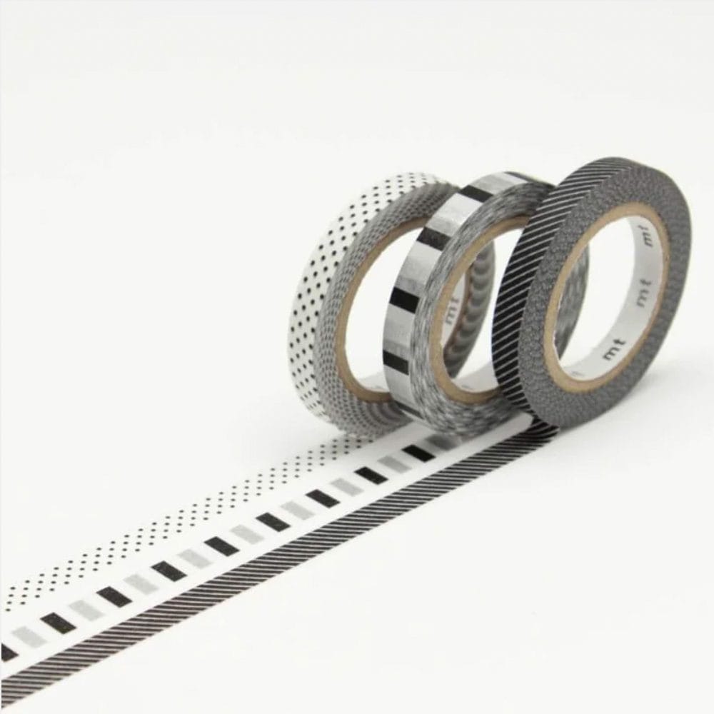 Pk 3 B&W Deco Washi Tapes
