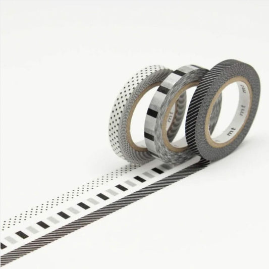 Pk 3 B&W Deco Washi Tapes