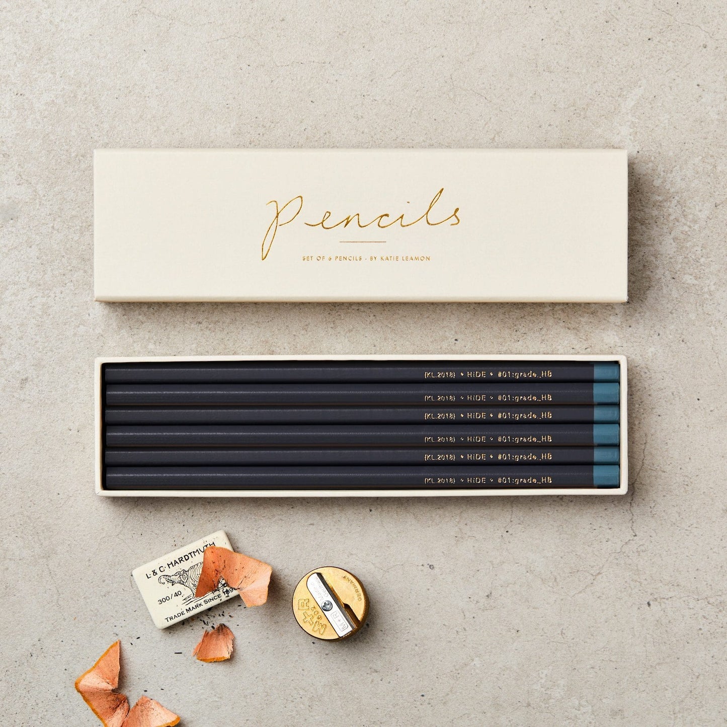 Boxed Set of Six HiDE Dark Grey HB Pencils