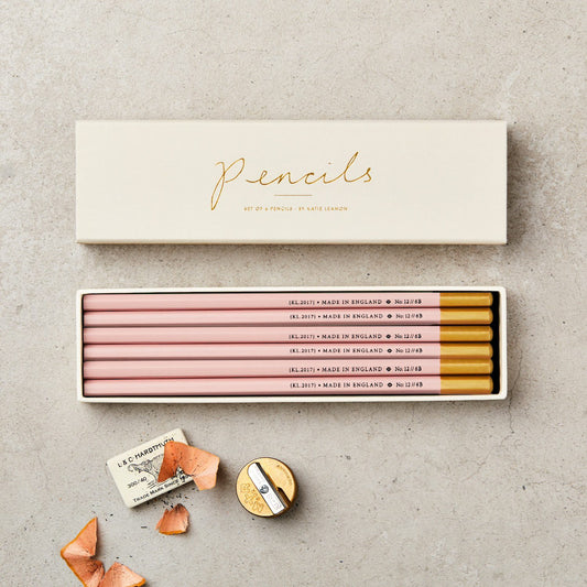 Boxed Set of Six Pale Pink 6B Pencils