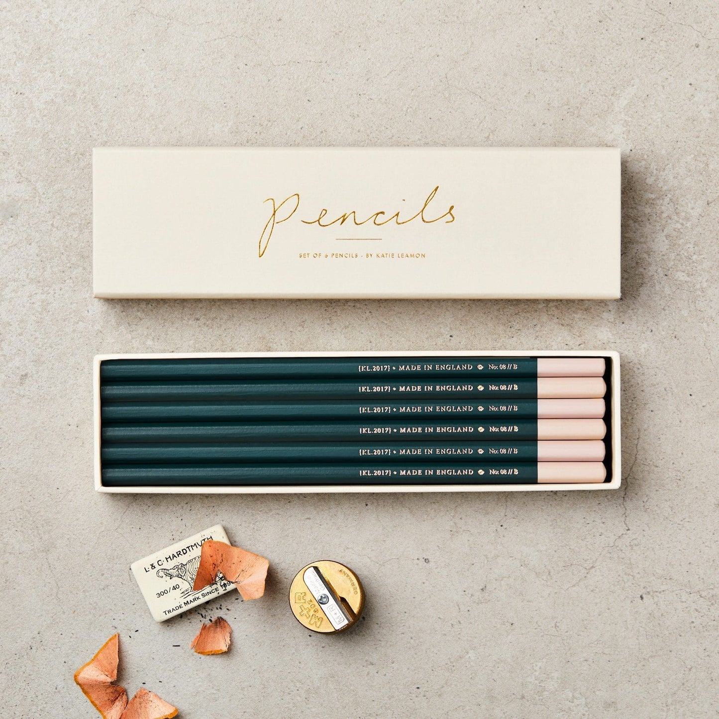 Boxed Set of Six Dark Green B Pencils