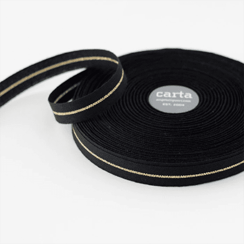Metallic Stripe Black Cotton Ribbon