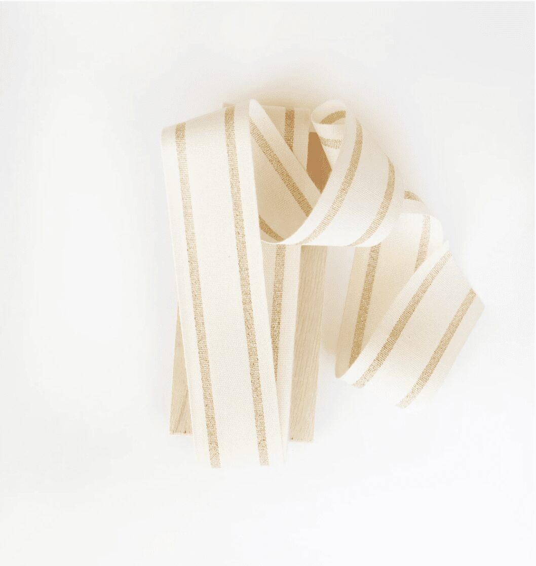 Cream & Gold Wide Cotton Ribbon