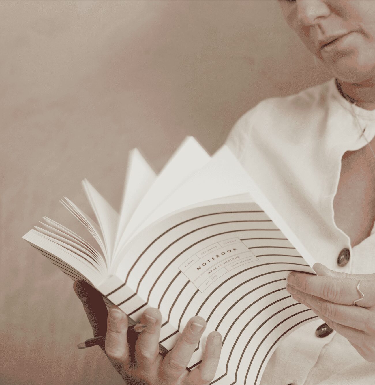 Vol 21: Black & White Stripe Lay Flat Notebook – A5 blank lay-flat notebook – Katie Leamon