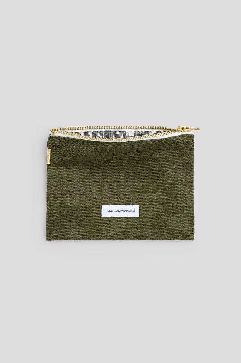 Les Pensionnaires organic cotton zip pouch in Caper - stationery accessories - Katie Leamon
