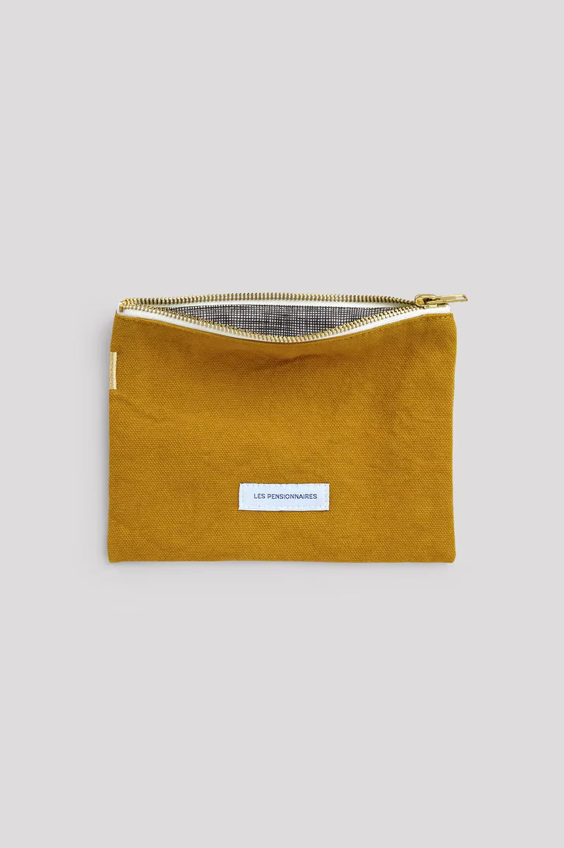 Les Pensionnaires organic cotton zip pouch in Saffron - stationery accessories - Katie Leamon