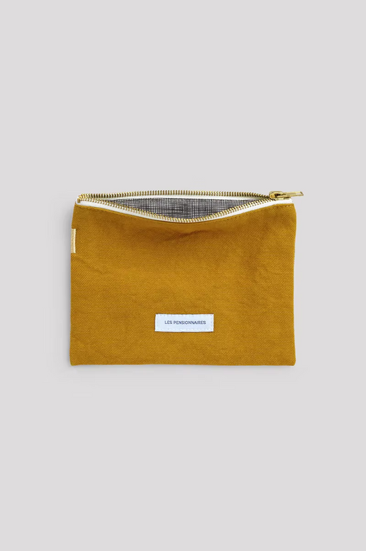 Les Pensionnaires organic cotton zip pouch in Saffron - stationery accessories - Katie Leamon