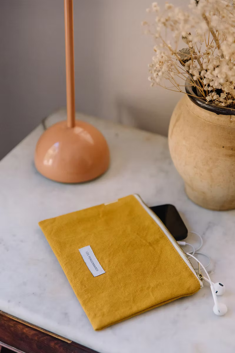 Les Pensionnaires Organic Cotton Small Pouch in Saffron
