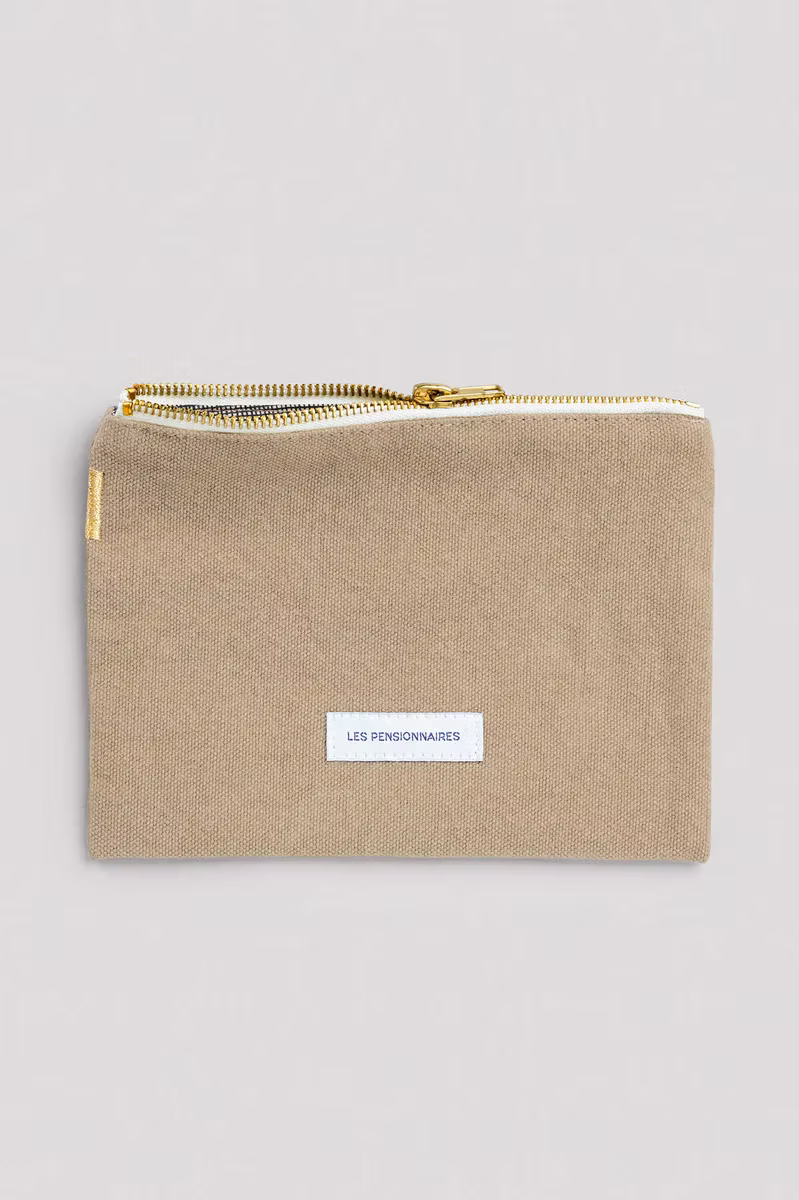 Les Pensionnaires organic cotton zip pouch in Sand - stationery accessories - Katie Leamon