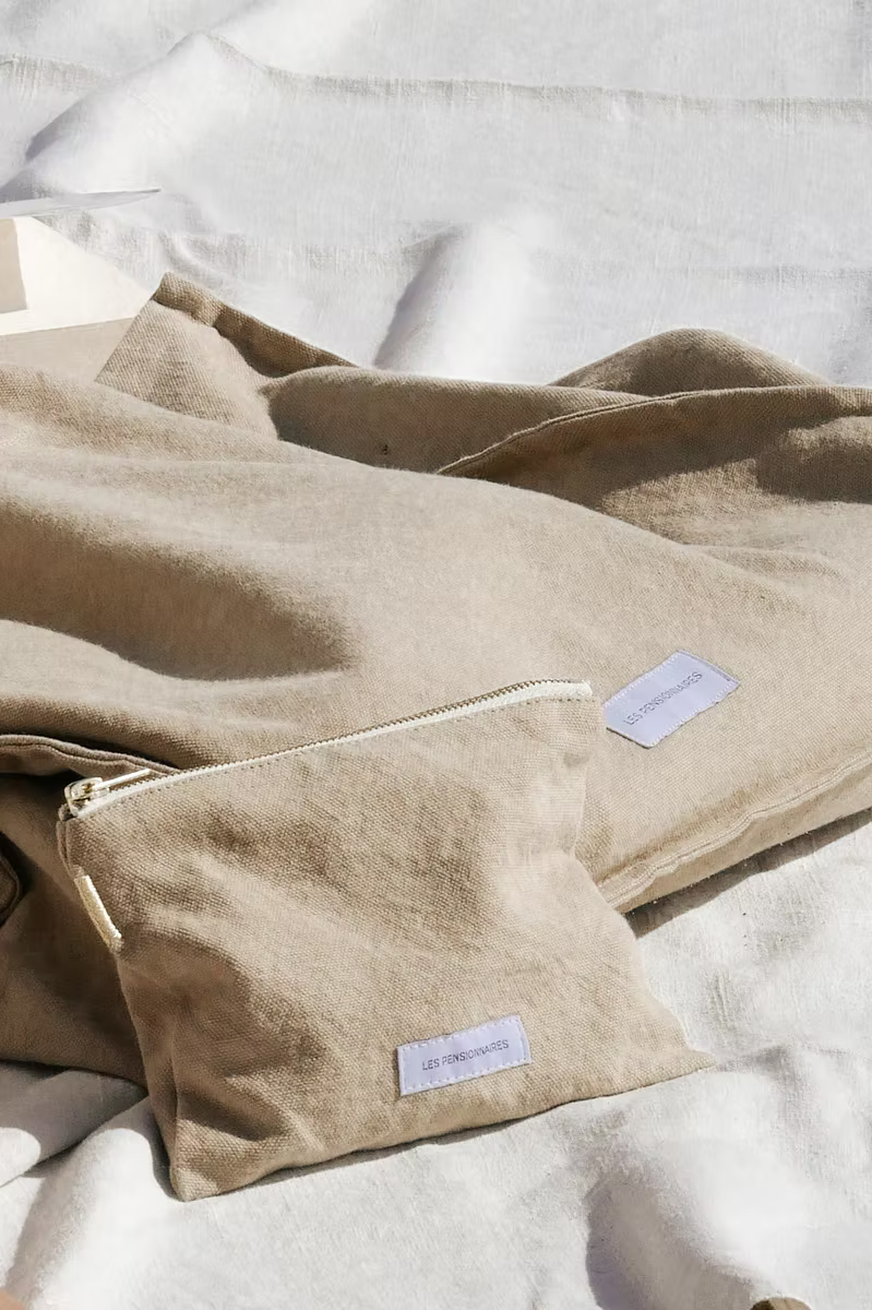 Les Pensionnaires Organic Cotton Small Pouch in Sand