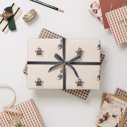 10 Sheets of Vintage Tobogganing Gift Wrapping Paper