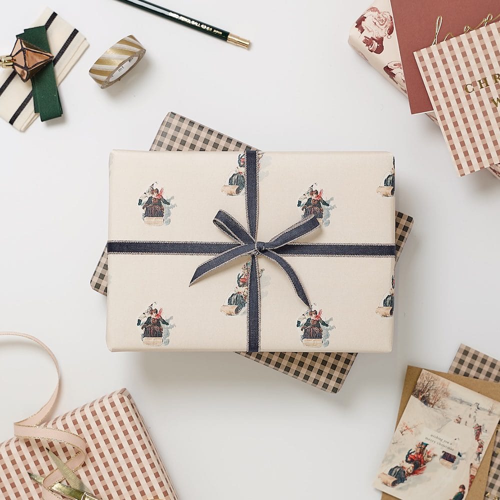 Katie Leamon Vintage Tobogganing Christmas Wrapping Paper