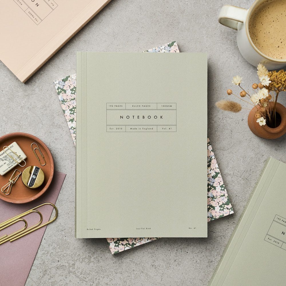 Vol 41: Ruled Sage Flat Lay Notebook – A5 ruled lay-flat notebook – Katie Leamon