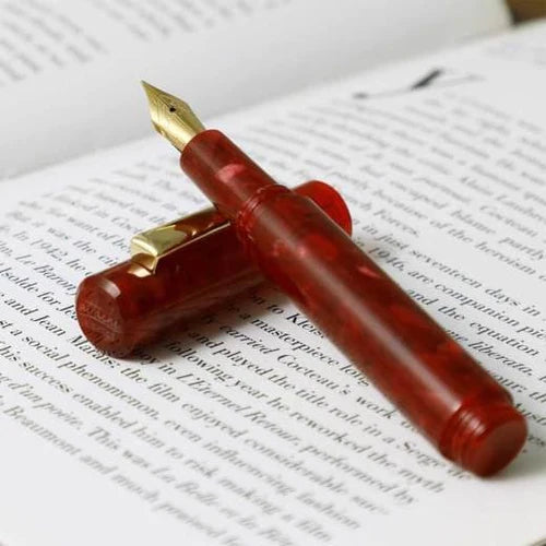 Hightide Marbled Fountain Pen Red – luxury fountain pen – Katie Leamon
